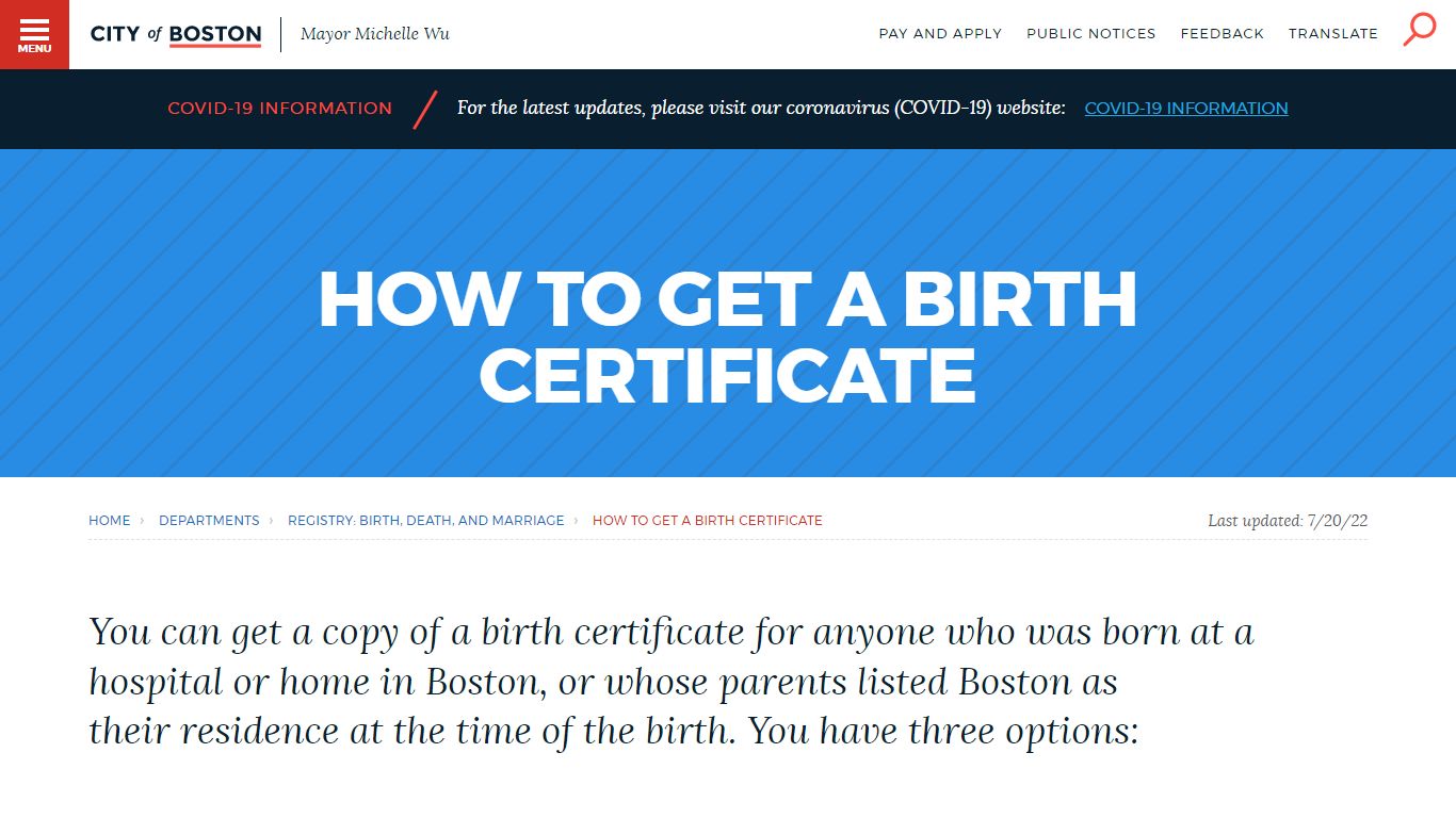 How to get a birth certificate | Boston.gov